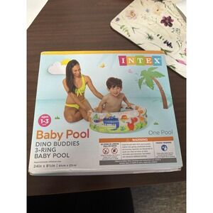 Intex Dino Buddies 3-Ring Baby Pool Inflatable Kiddie Ages 1-3 24in x 8.5in